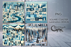 Xmas patchwork landscape | 4 square coaster sublimation 2 Product Image 1