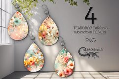 Watercolor Spring | Sublimation Teardrop earring design P2 Product Image 1
