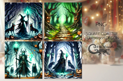 Halloween landscape | square coaster sublimation design P2 Product Image 1