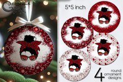 Christmas messy bun | red Xmas round ornaments sublimation2 Product Image 1