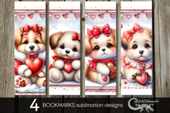 Valentine puppy | 4 love bookmarks sublimation designs Product Image 1