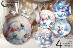 Christmas Snowman | 4 xmas Round ornaments sublimation P2 Product Image 1