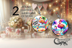 Beach, summer time | Sublimation round earring design PL2 Product Image 1