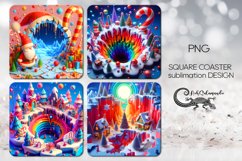 3D Christmas landscape | 4 square coaster sublimation PLUS2 Product Image 1