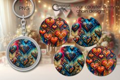 Boho hearts | valentine car coaster &amp; key chain designs PL2 Product Image 1