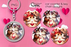 Valentine cat | car coaster &amp; key chain design 2 Product Image 1