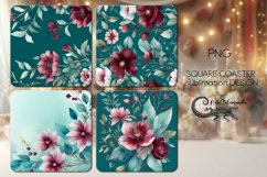 Vintage flowers | 4 square coaster sublimation designs PLUS2 Product Image 1