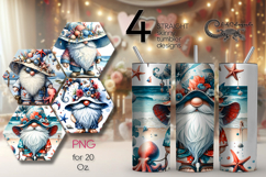 Gnome Beach life | 4 Skinny Tumbler Sublimation designs PL2 Product Image 1