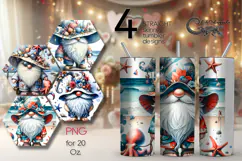 Gnome Beach life | 4 Skinny Tumbler Sublimation designs PL2 Product Image 1