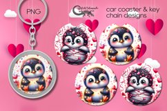 Valentine penguin | car coaster &amp; key chain sublimation PLUS Product Image 1