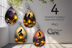 Spooky Halloween | 4 Teardrop Earring Sublimation designs P2 Product Image 1