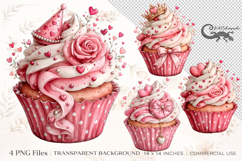 Romantic Cake Clipart Bundle | 4 PNG sublimation designs Product Image 1
