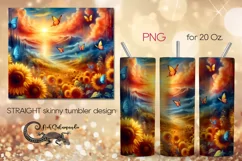 Watercolor sunflower | Skinny tumbler Sublimation design PL2 Product Image 1
