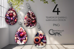 Fairy sunflowers | american Teardrop earring sublimation PL2 Product Image 1