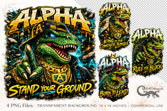 Alpha Dinosaur Graffiti Clipart | 4 PNG sublimation designs Product Image 1