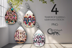 Dogs mom | cartoon Teardrop earring sublimation design PL2 Product Image 1