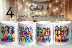 Funny animals | 4 Cartoon Mug sublimation designs, PL2 Product Image 1