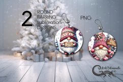 Christmas gnome | xmas Round earrings sublimation design PL2 Product Image 1