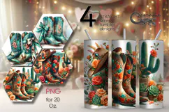 Western | 4 straight skinny tumbler sublimation designs PL2 Product Image 1