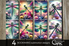 Watercolor dragonfly | 4 bookmarks sublimation designs PL2 Product Image 1