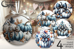 Autumn Pumpkin | 4 fall Round ornament sublimation designs 2 Product Image 1