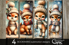 Christmas deer | vintage bookmarks sublimation design PL2 Product Image 1