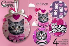 Valentine cat | love round ornaments sublimation designs PL2 Product Image 1