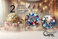 Patriotic USA flowers | American Round earring design PL2 Product Image 1