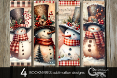 Retro Christmas Snowman | 4 Xmas bookmarks sublimation P2 Product Image 1