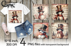 Watercolor christmas snowman | 4 PNG Sublimation designs P2 Product Image 1