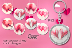 Valentine hearts | 4 car coaster &amp; 4 key chain designs Product Image 1