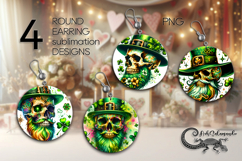 St. Patrick's day skull | 4 round Earrings sublimation PL2 Product Image 1