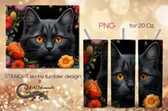 Cats & flowers | skinny tumbler Sublimation design PLUS2 Product Image 1