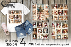 Christmas collage | 4 PNG retro Sublimation designs PL2 Product Image 1