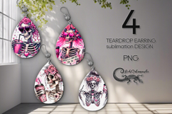 Skull and coffee | Halloween Teardrop earring sublimation P2 Product Image 1