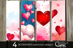 Love hearts | 4 valentine bookmarks sublimation designs P2 Product Image 1