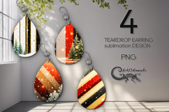 Christmas Milky Way | Teardrop earring Sublimation design P2 Product Image 1