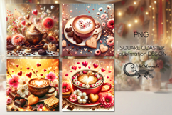 Coffee is my love | 4 square coaster sublimation designs P2 Product Image 1