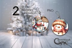 Christmas snowman | 2 cute Round earring Sublimation design2 Product Image 1