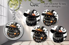 Halloween cat | funny Car coaster &amp; key chain sublimation2 Product Image 1