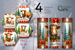Country Christmas | 4 cow Sublimation Tumbler designs Product Image 1