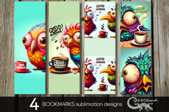 Good morning | 4 coffee bookmarks sublimation designs PL2 Product Image 1