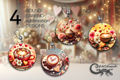 Coffee is my love | 4 Round earring sublimation designs P2 Product Image 1