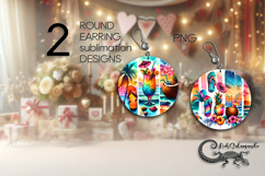 Bright Beach Life | 2 Sublimation round earring designs PL2 Product Image 1