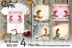Vintage Christmas 2 | 4 PNG retro Sublimation designs P2 Product Image 1