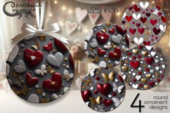 3D Valentine hearts | round ornaments sublimation design PL2 Product Image 1