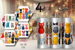 Colorful Cats | 4 Skinny tumbler sublimation designs PL2 Product Image 1