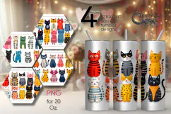 Colorful Cats | 4 Skinny tumbler sublimation designs PL2 Product Image 1