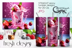 Berries Milkshake | Skinny tumbler Sublimation design PLUS2 Product Image 1