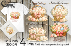 Vintage Easter | 4 spring PNG Sublimation designs Product Image 1